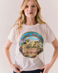 White Tom Petty graphic tee with scoop neck and retro tour art.