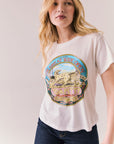 White Tom Petty graphic tee with scoop neck and retro tour art.