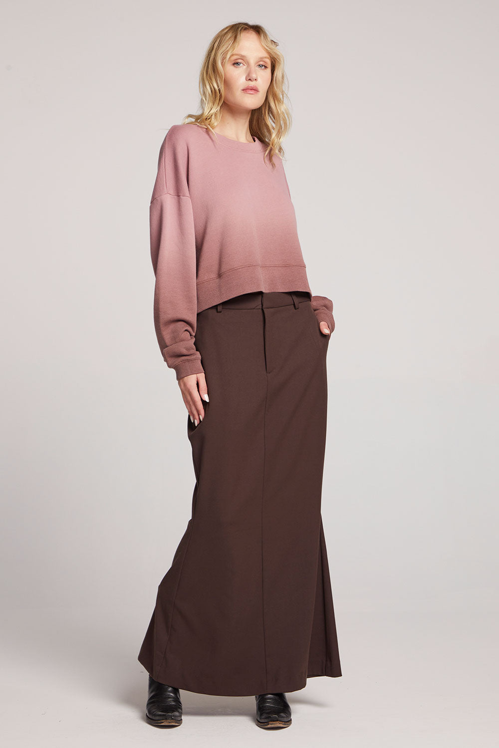 Scarlet Mauve Rose/Coco Brown Dip Dye Pullover Womens chaserbrand