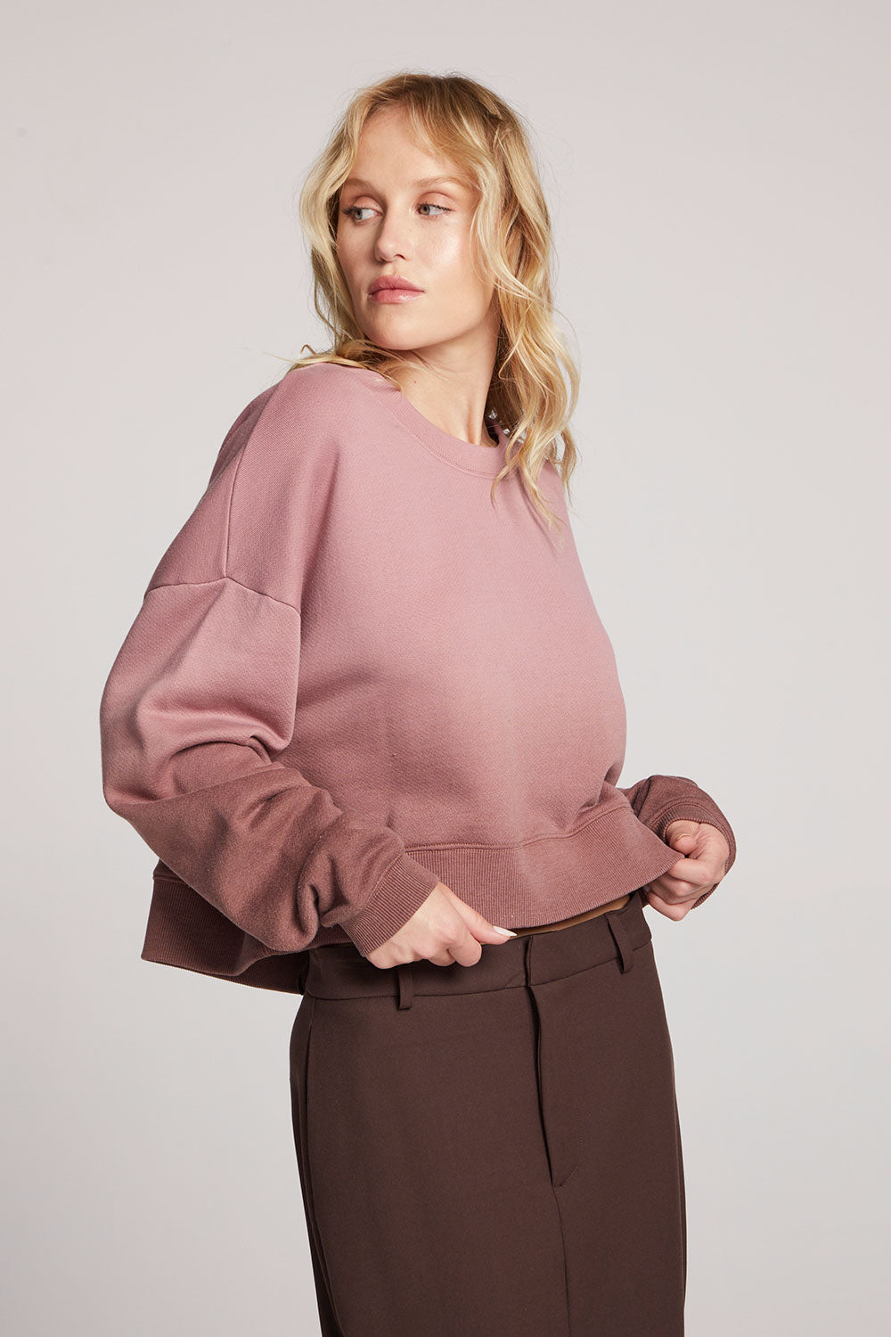 Scarlet Mauve Rose/Coco Brown Dip Dye Pullover Womens chaserbrand