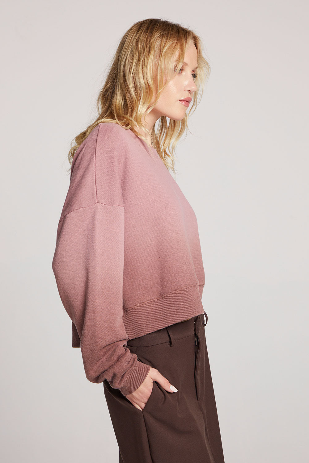 Scarlet Mauve Rose/Coco Brown Dip Dye Pullover Womens chaserbrand