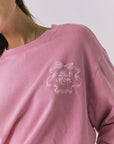 Close-up of the Chaser Best Mom Long Sleeve showing soft washed fabric texture and ribbed trim