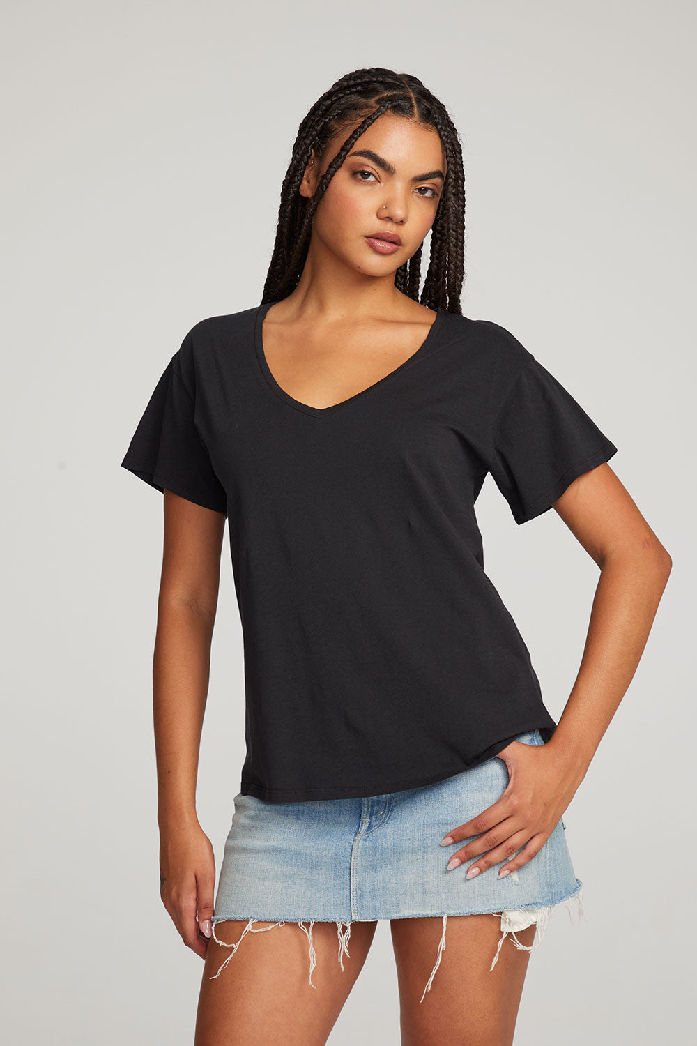 Everyday Essential Black V-neck Tee WOMENS chaserbrand