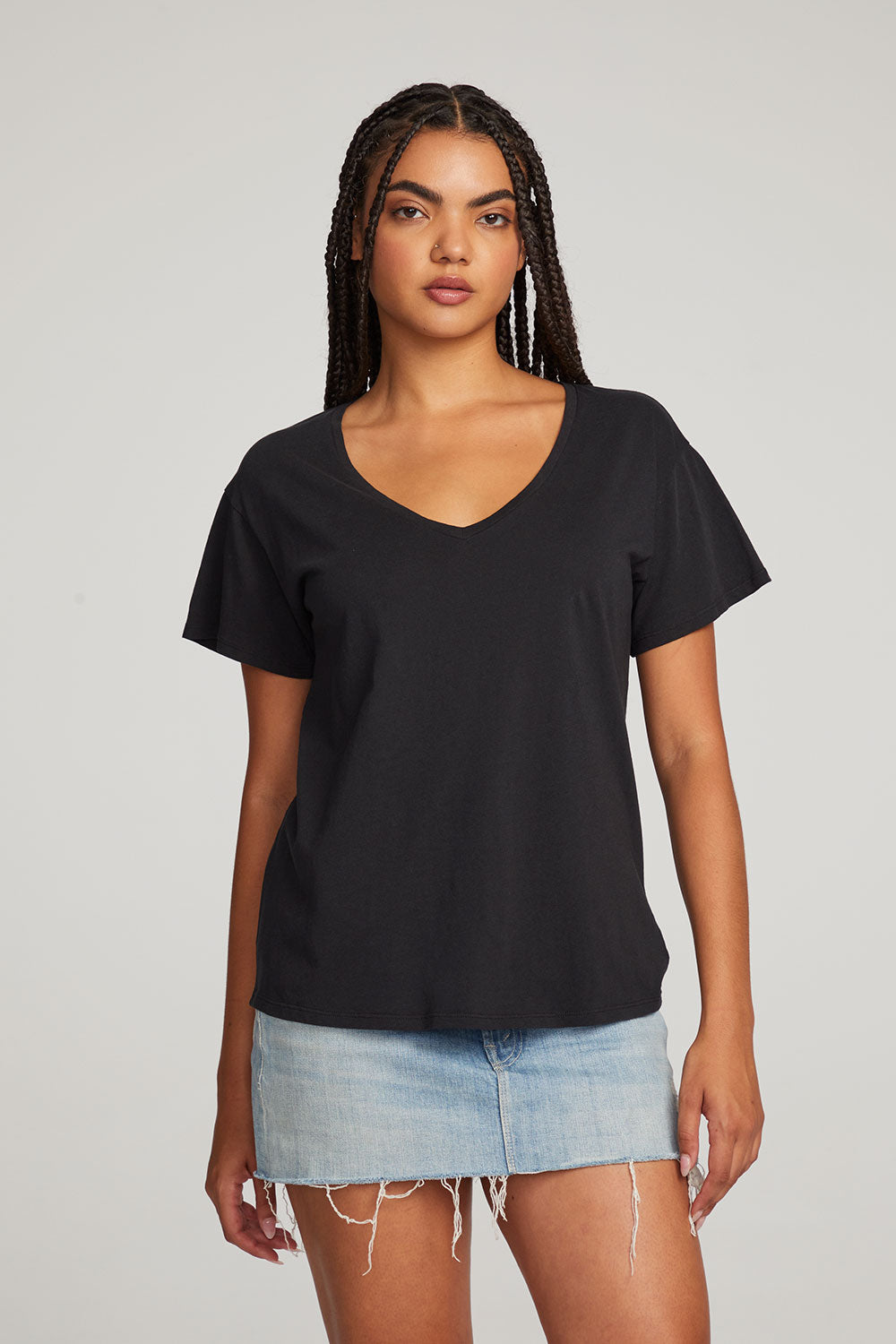 Everyday Essential Black V-neck Tee WOMENS chaserbrand