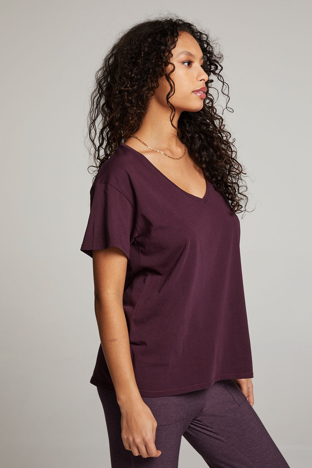Everyday Essential Plum Perfect V Neck Tee WOMENS chaserbrand