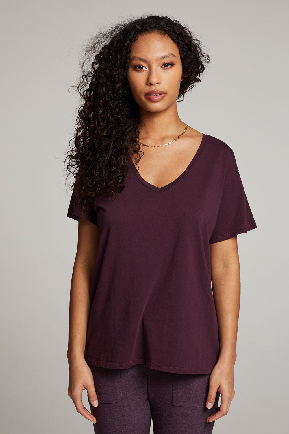 Everyday Essential Plum Perfect V Neck Tee WOMENS chaserbrand