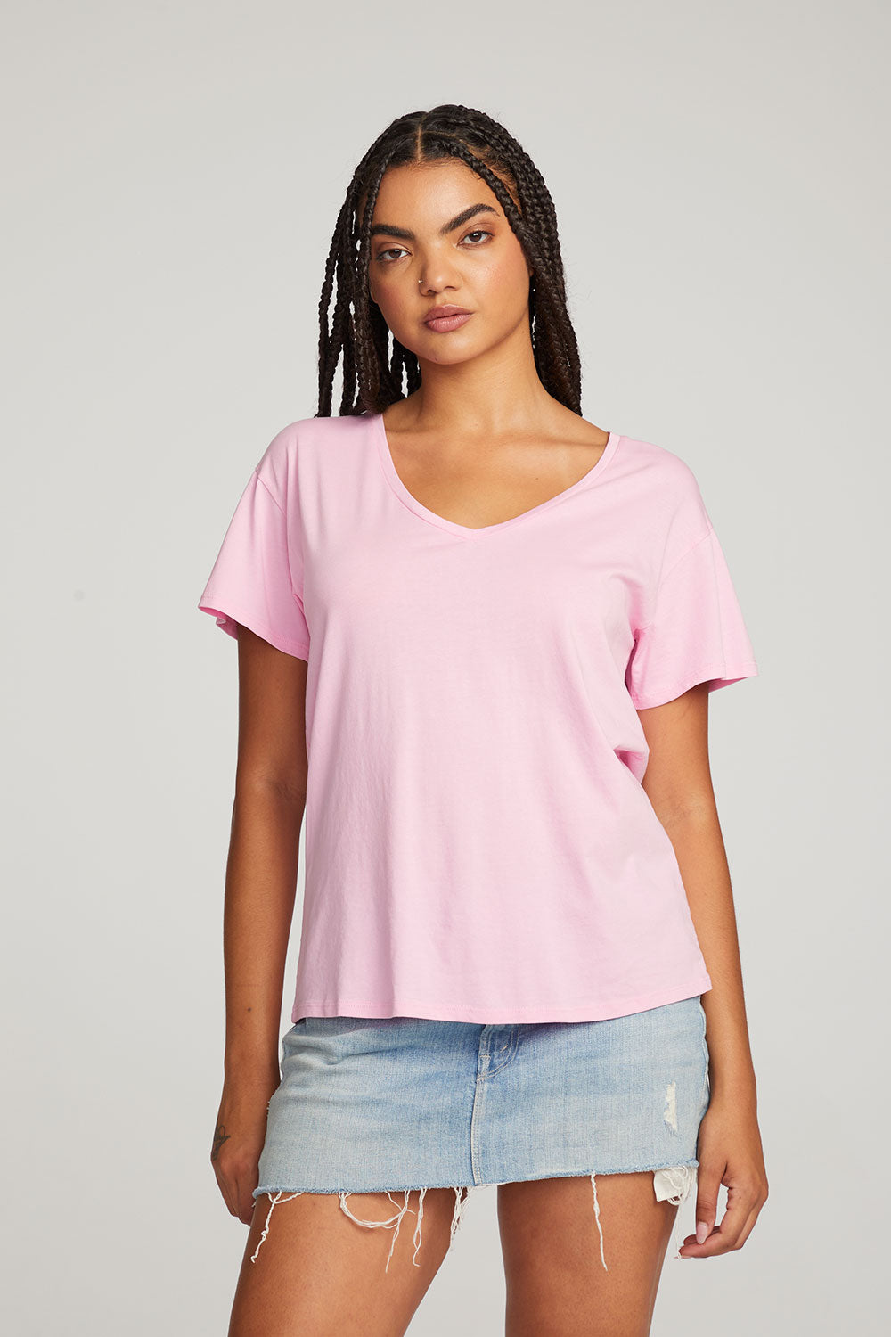 Everyday Essential Pastel Lavender V-neck Tee WOMENS chaserbrand