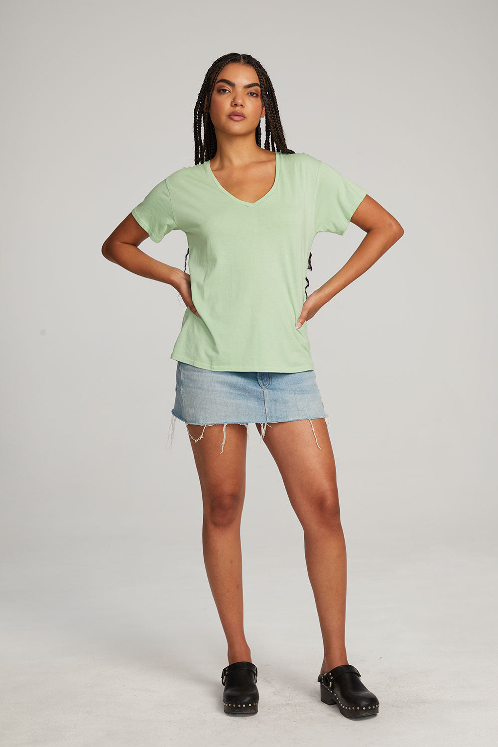 Everyday Essential Quiet Green V-neck Tee WOMENS chaserbrand