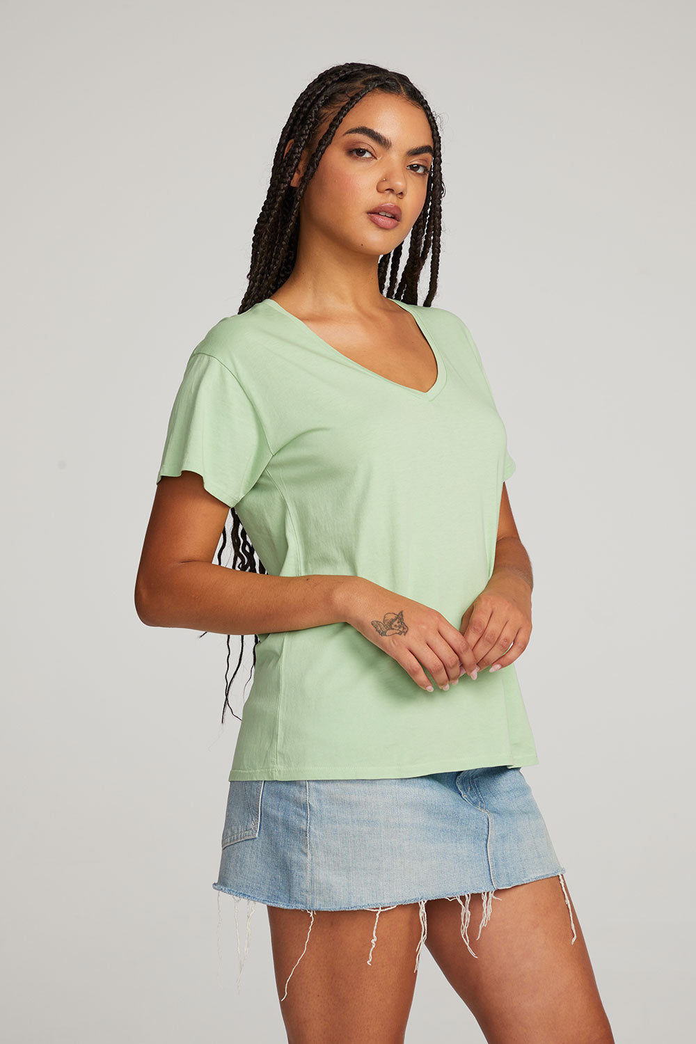 Everyday Essential Quiet Green V-neck Tee WOMENS chaserbrand