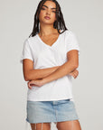 Everyday Essential White V-neck Tee WOMENS chaserbrand