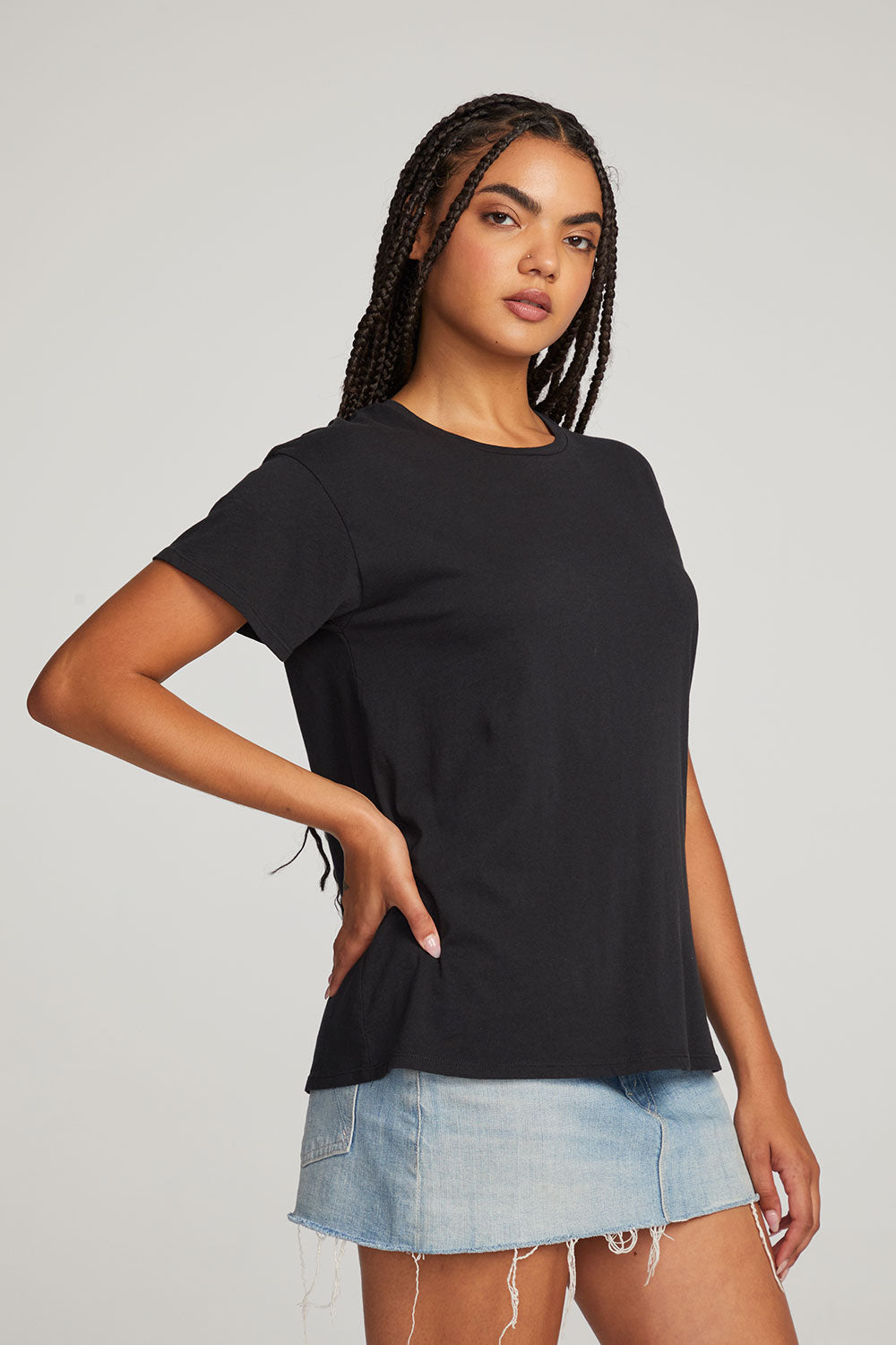 Everyday Essential Black Crew Neck Tee WOMENS chaserbrand