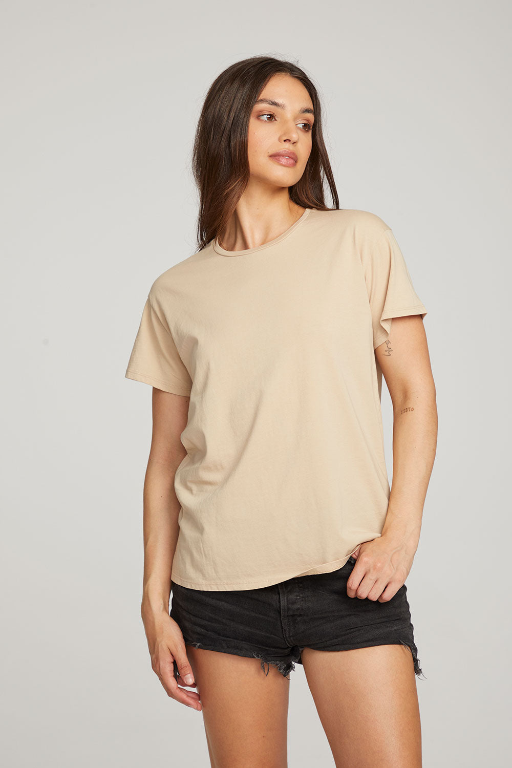 Everyday Essential Cappuccino Crew Neck Tee WOMENS chaserbrand