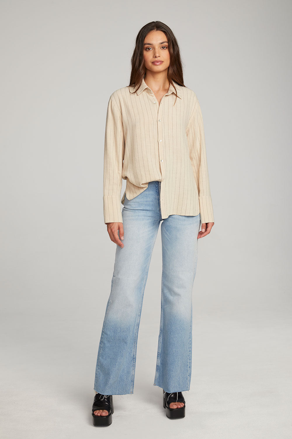 Helena White Pinstripe Button Down WOMENS chaserbrand