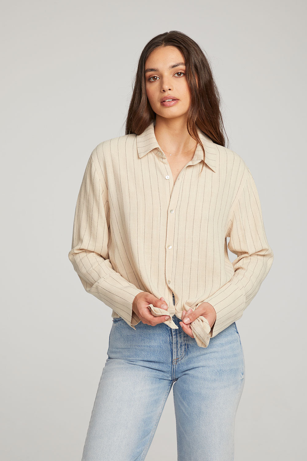 Helena White Pinstripe Button Down WOMENS chaserbrand
