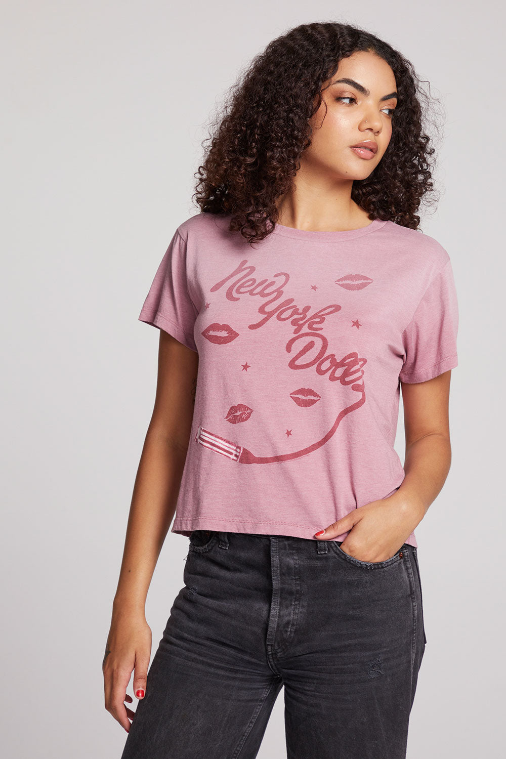 New York Dolls Script Logo Crewneck Tee Womens chaserbrand