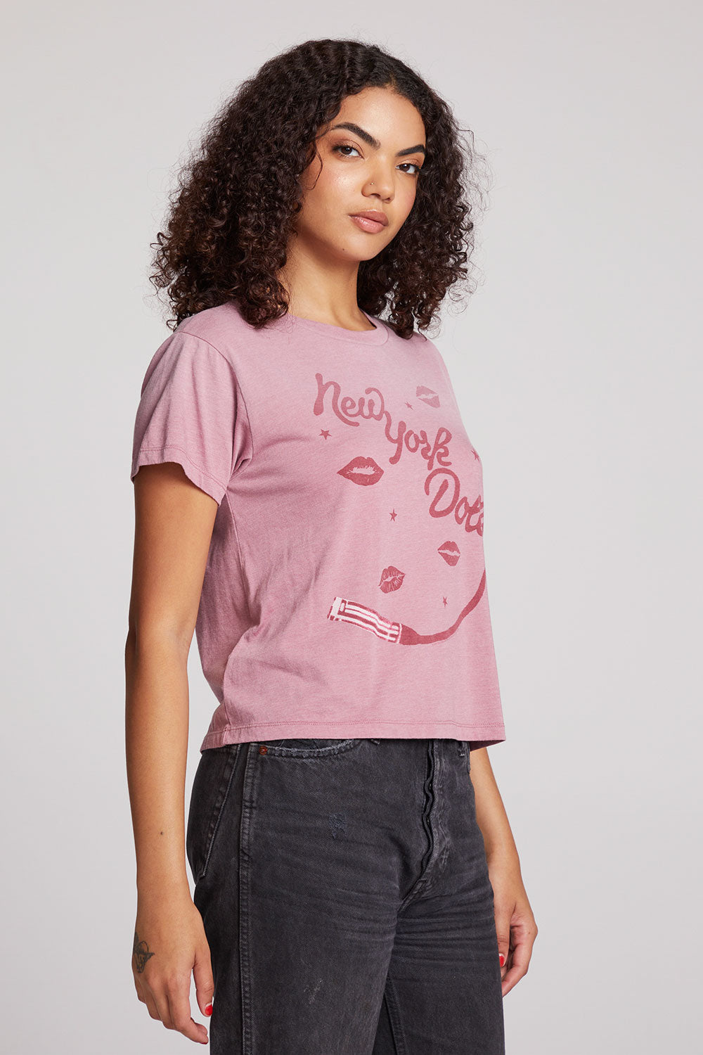 New York Dolls Script Logo Crewneck Tee Womens chaserbrand