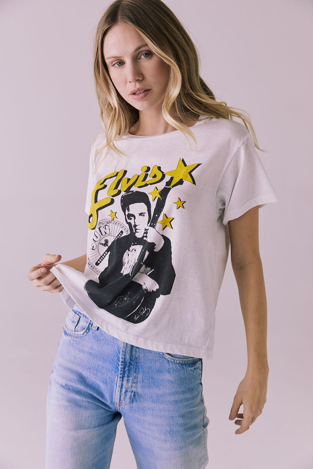 Sun Records Sun Stars Elvis Jersey Crewneck Tee Womens chaserbrand