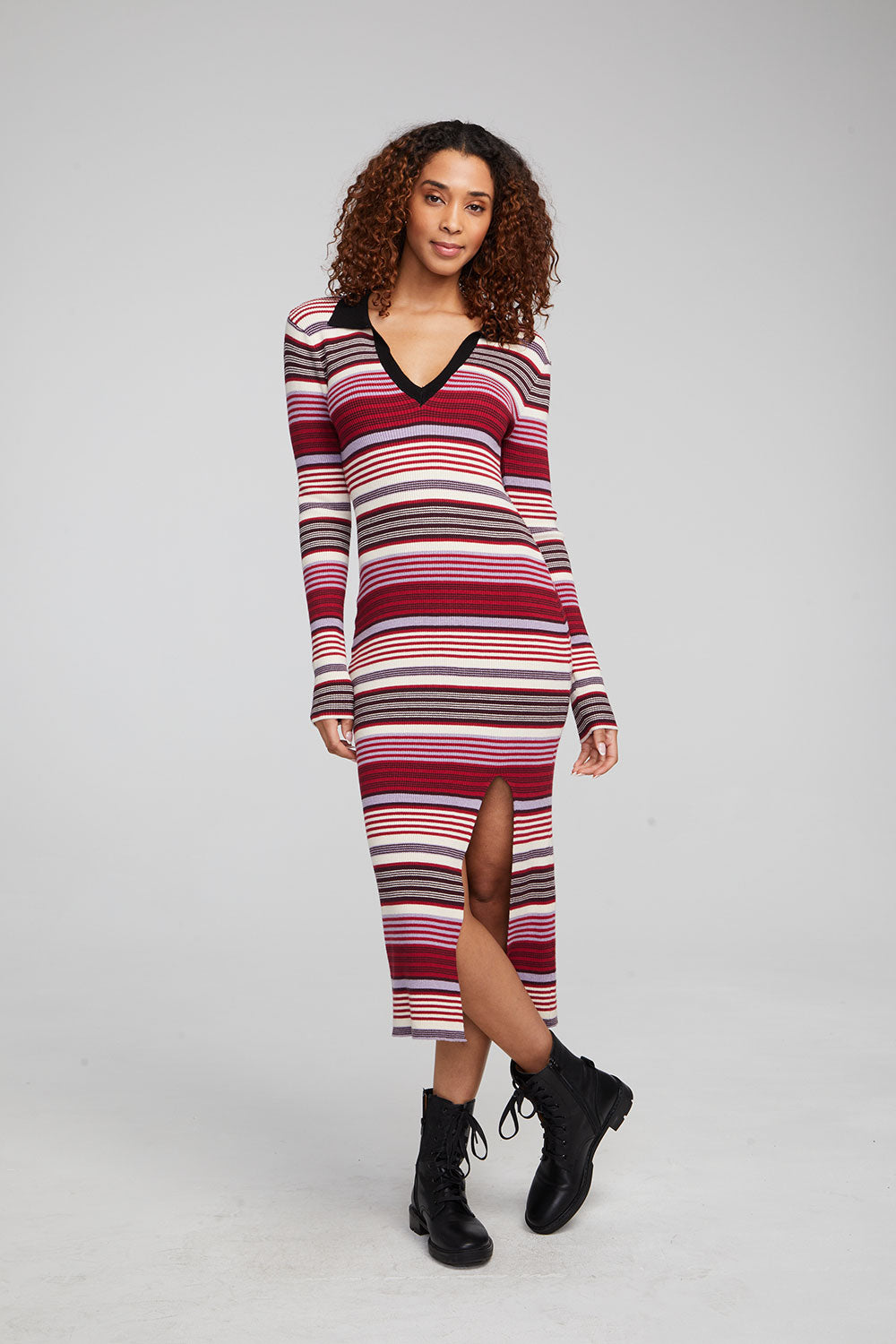 Palm Roxy Stripe Midi Dress WOMENS chaserbrand