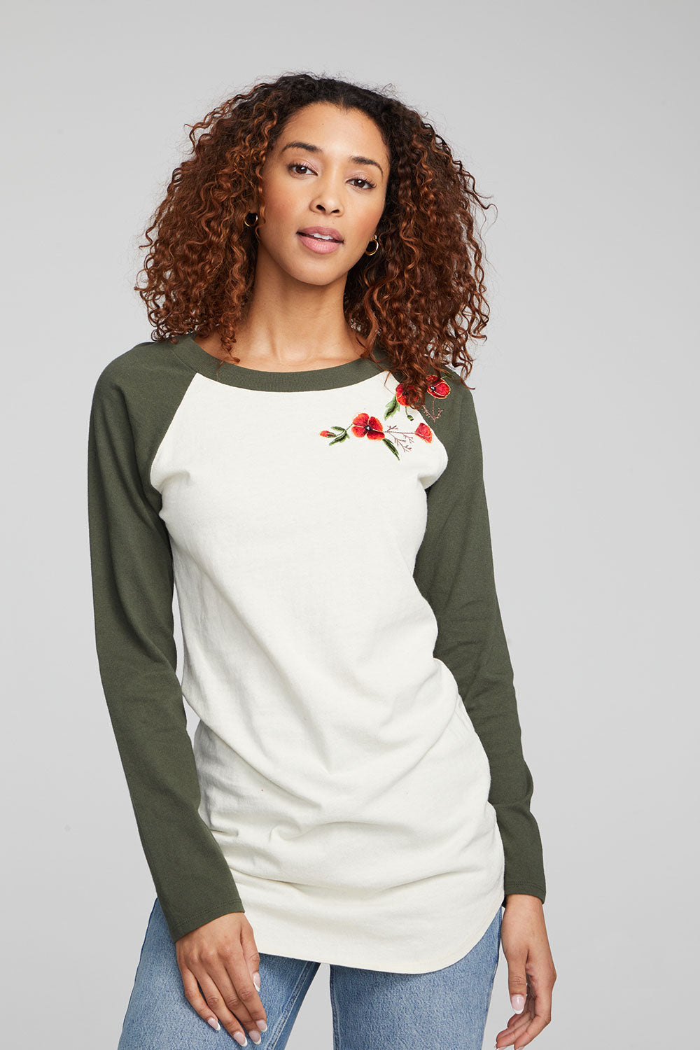 Poppy Embroidery Football Long Sleeve WOMENS chaserbrand