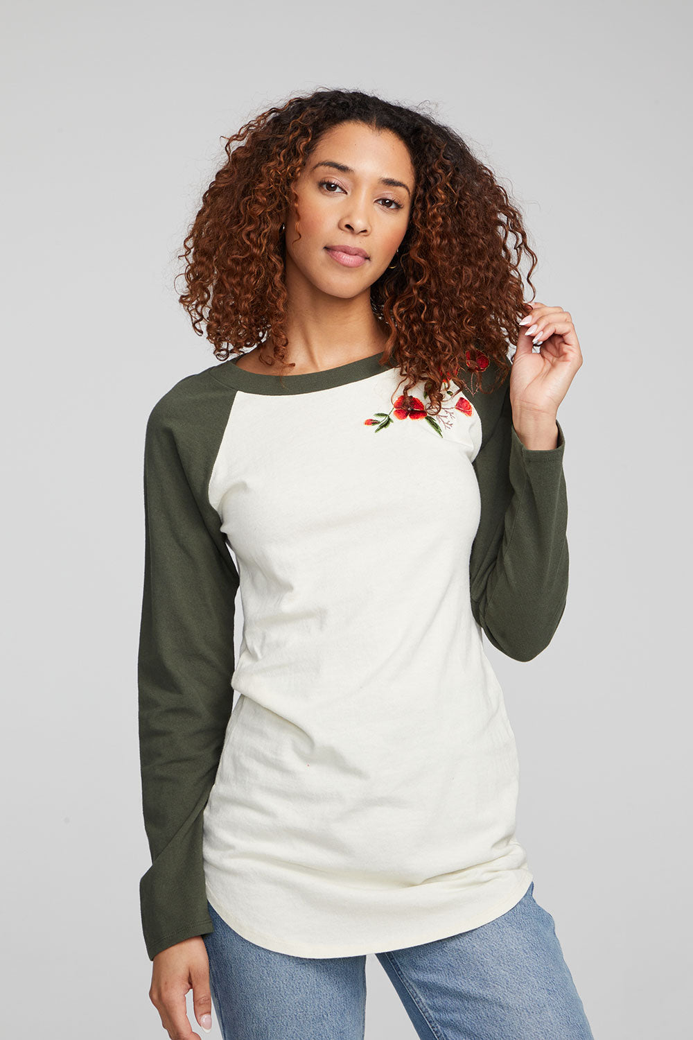 Poppy Embroidery Football Long Sleeve WOMENS chaserbrand