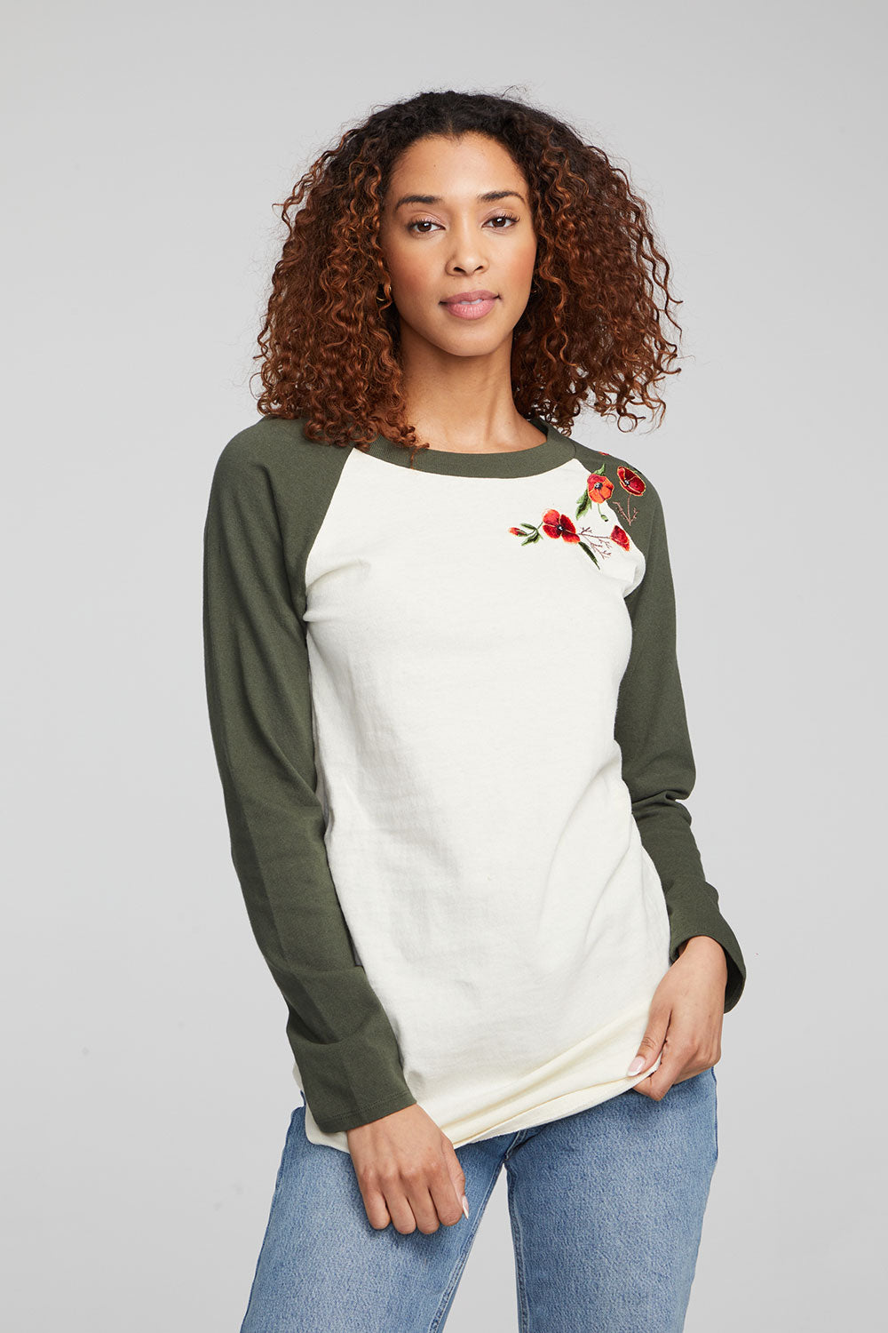 Poppy Embroidery Football Long Sleeve WOMENS chaserbrand