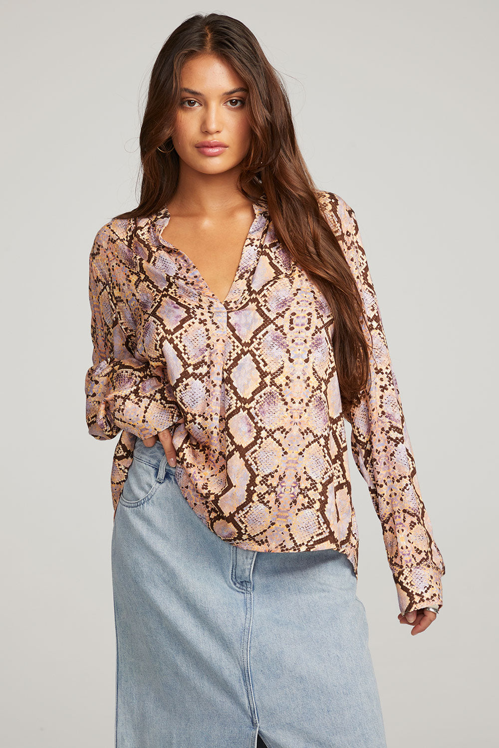 Denver Python Print Blouse WOMENS chaserbrand