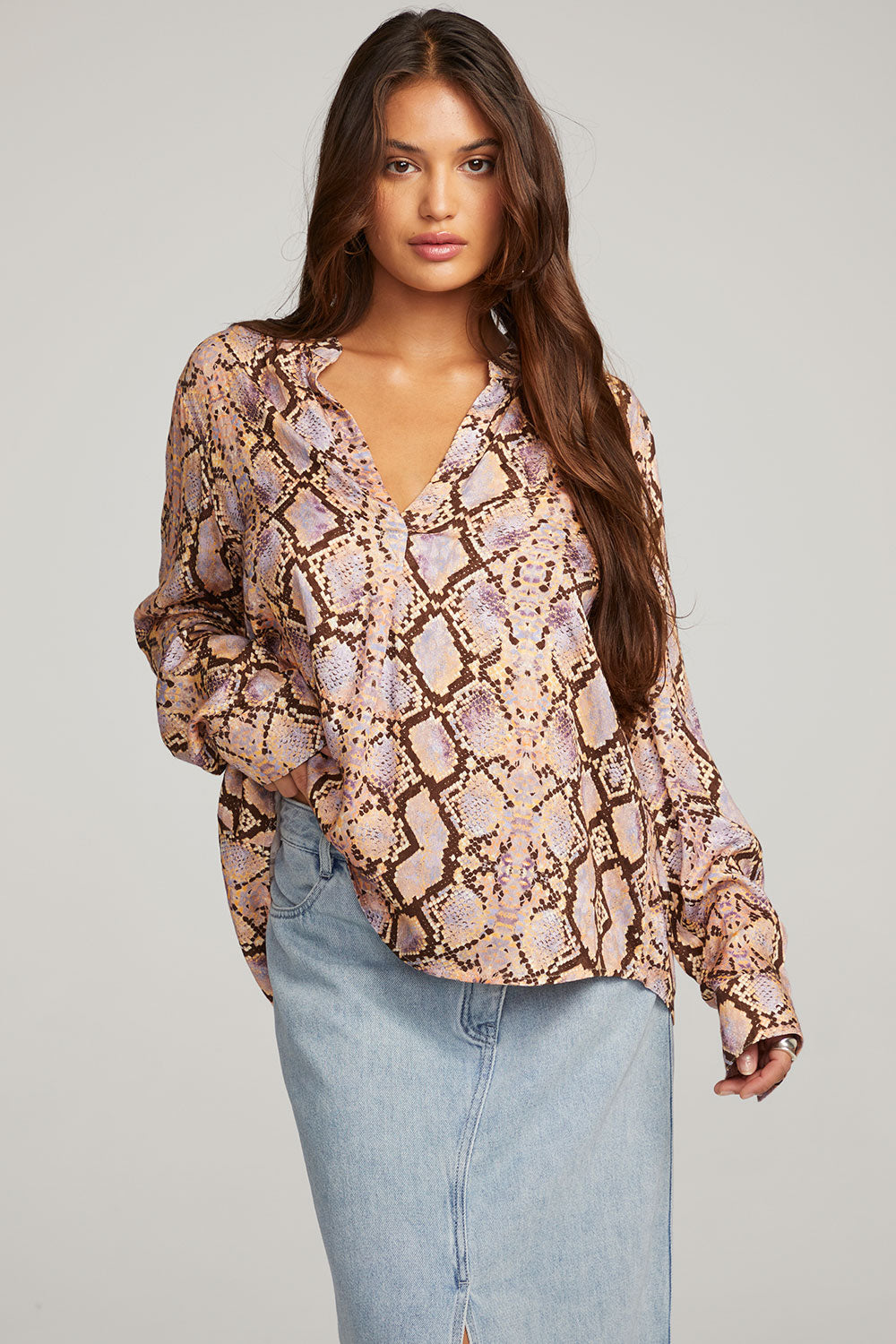 Denver Python Print Blouse WOMENS chaserbrand