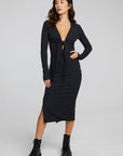 Jenn Shadow Black Midi Dress WOMENS chaserbrand