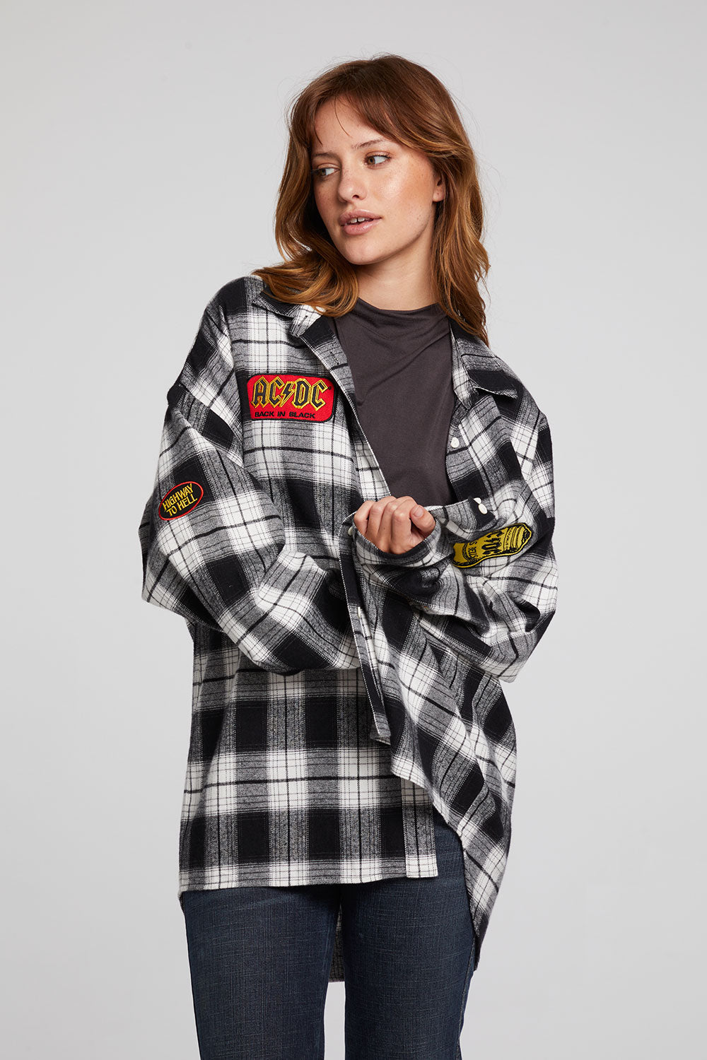 AC/DC High Voltage Flannel Button Down WOMENS chaserbrand