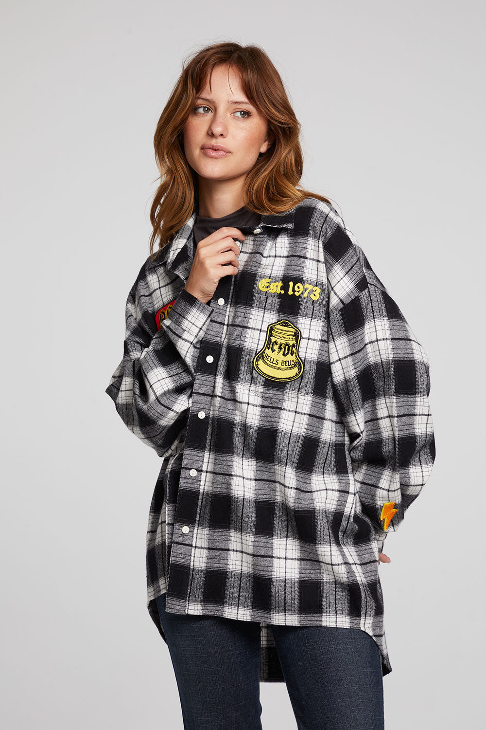 AC/DC High Voltage Flannel Button Down WOMENS chaserbrand