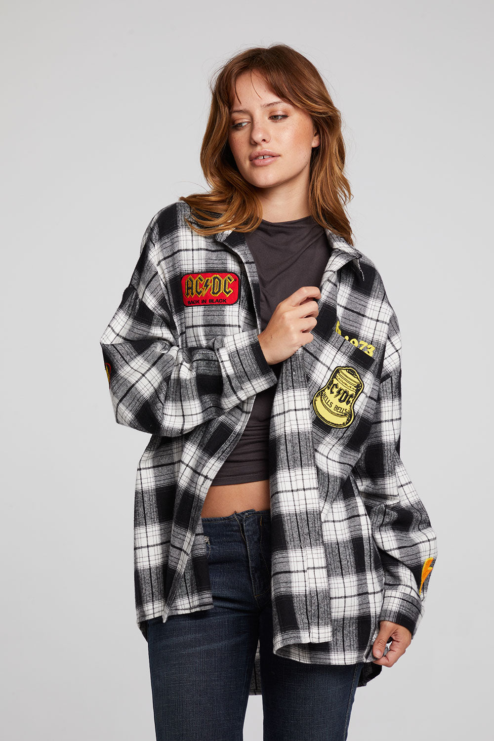 AC/DC High Voltage Flannel Button Down WOMENS chaserbrand