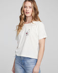 Wine Short Sleeve Embroidery Tee WOMENS chaserbrand