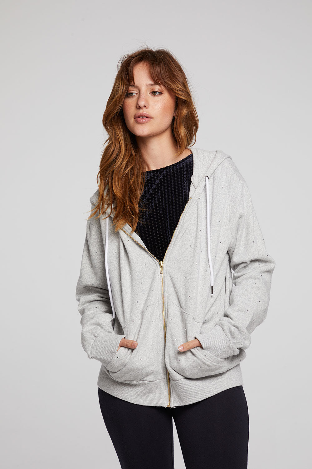 Lex Heather Grey Zip Up Hoodie WOMENS chaserbrand