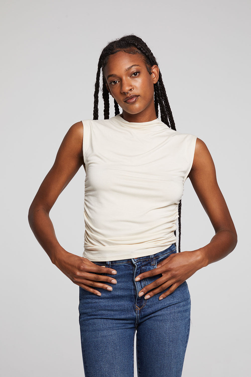 Haileyy White Cap Grey Tank Top WOMENS chaserbrand