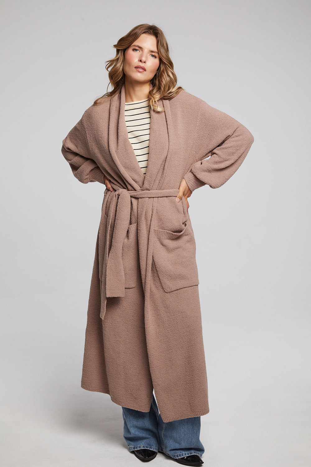 Evee Warm Taupe Maxi Cardigan WOMENS chaserbrand