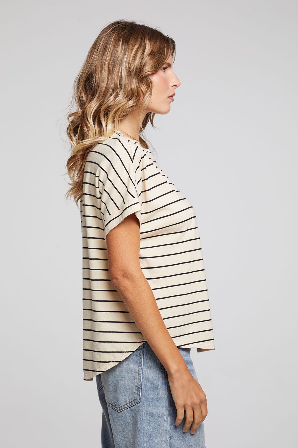 Amber Black and Sand Stripe Tee WOMENS chaserbrand