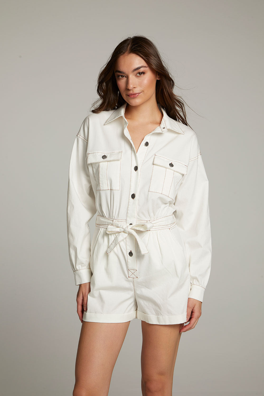 Long sleeve white romper sales