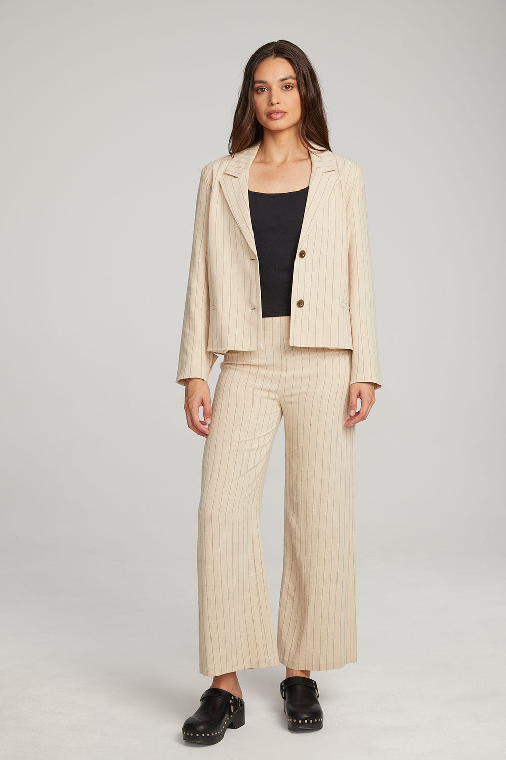 Santanaa White Pinstripe Blazer WOMENS chaserbrand