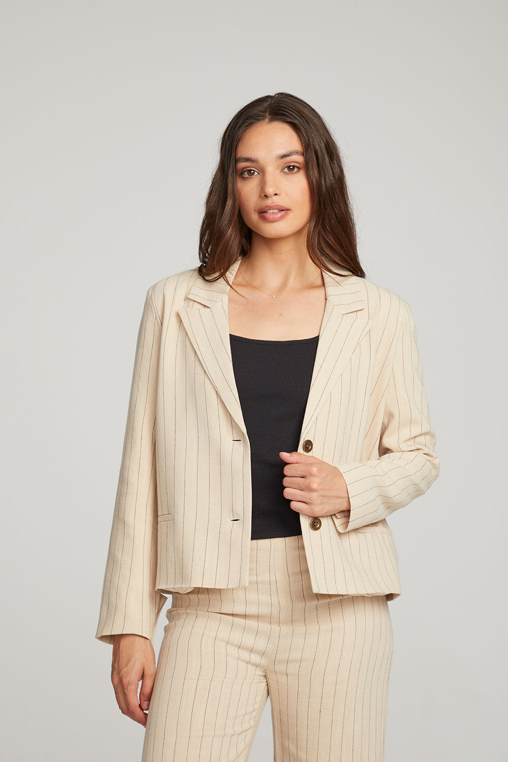 Santanaa White Pinstripe Blazer WOMENS chaserbrand