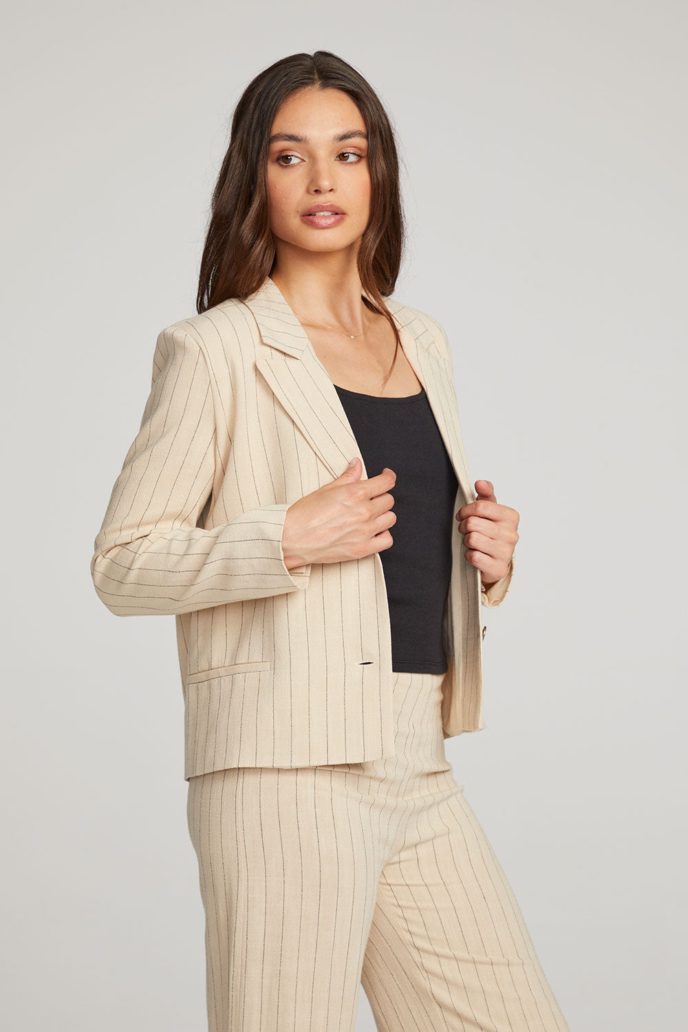 Santanaa White Pinstripe Blazer WOMENS chaserbrand