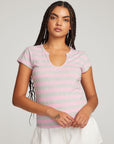 Chandler Pastel Lavender Stripe Tee WOMENS chaserbrand