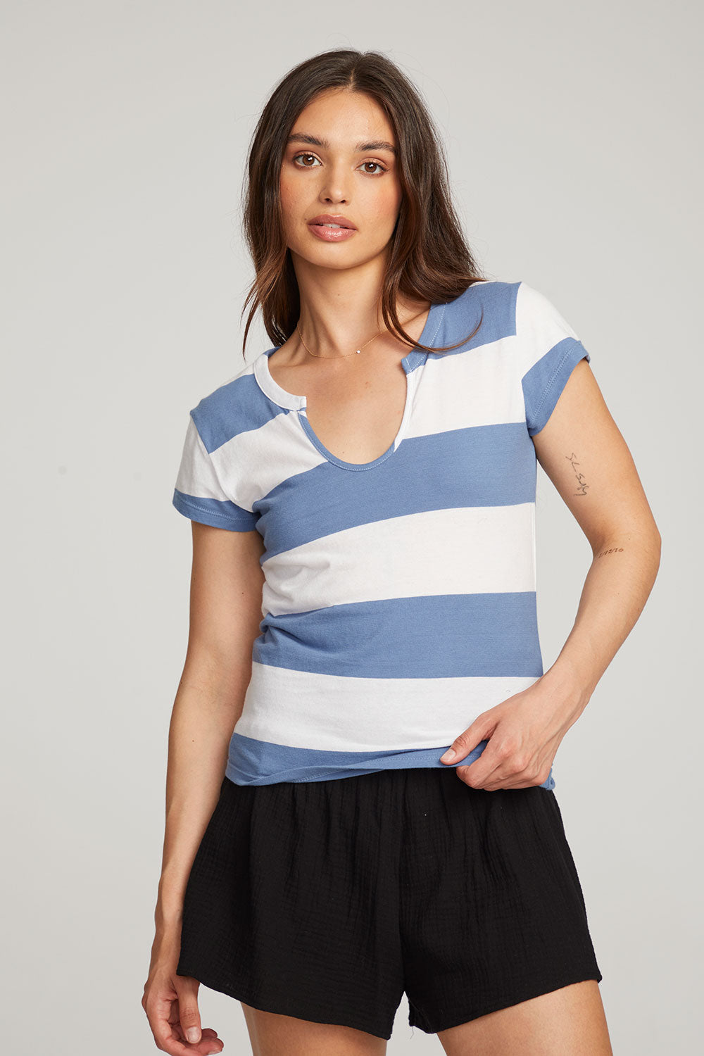 Chandler Vintage Blue Stripe Tee WOMENS chaserbrand