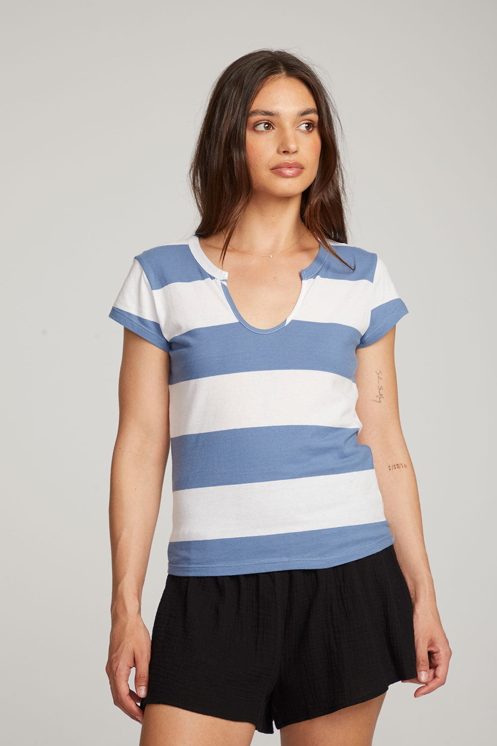 Chandler Vintage Blue Stripe Tee WOMENS chaserbrand