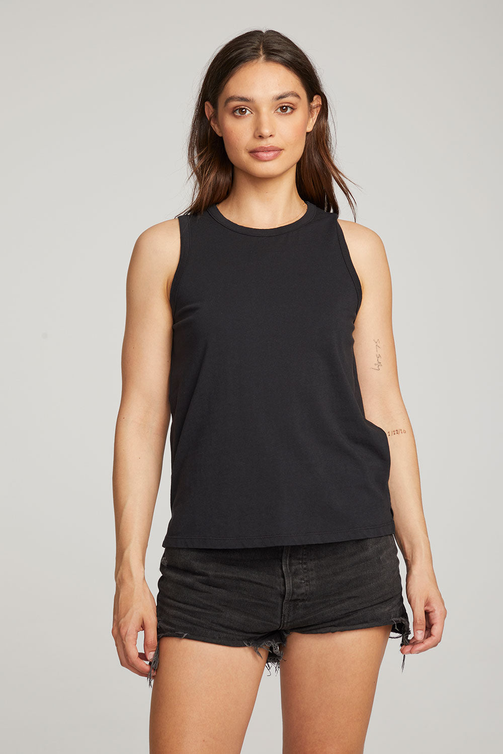 Basic Black Slit Tank WOMENS chaserbrand