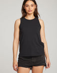 Basic Black Slit Tank WOMENS chaserbrand