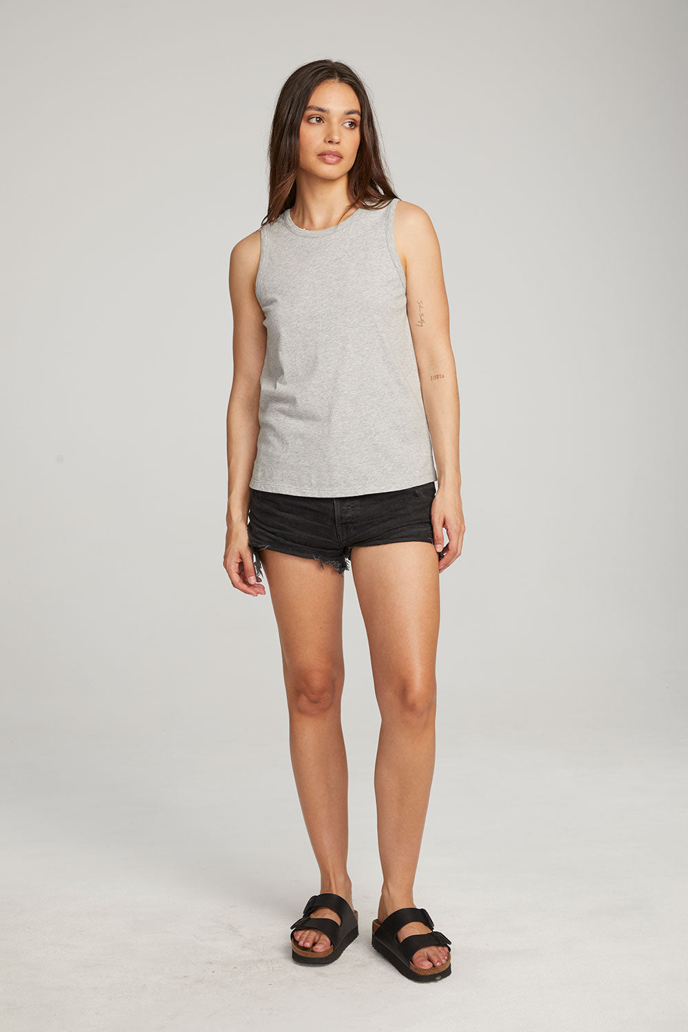 Basic Heather Grey Slit Tank WOMENS chaserbrand