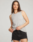 Basic Heather Grey Slit Tank WOMENS chaserbrand