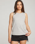 Basic Heather Grey Slit Tank WOMENS chaserbrand