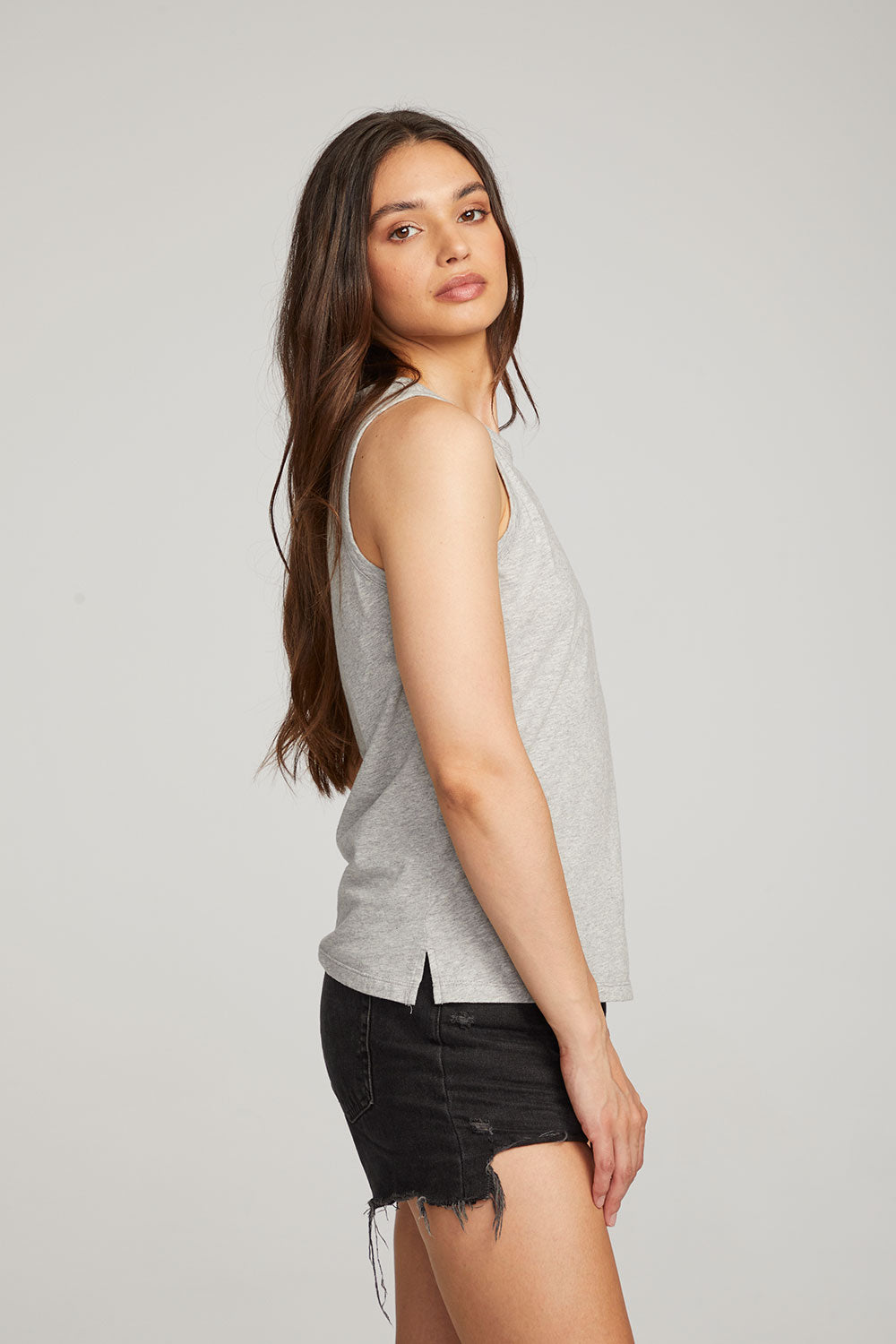 Basic Heather Grey Slit Tank WOMENS chaserbrand