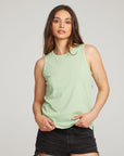 Basic Quiet Green Slit Tank WOMENS chaserbrand